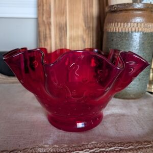 Elegant Red Glass Bowl